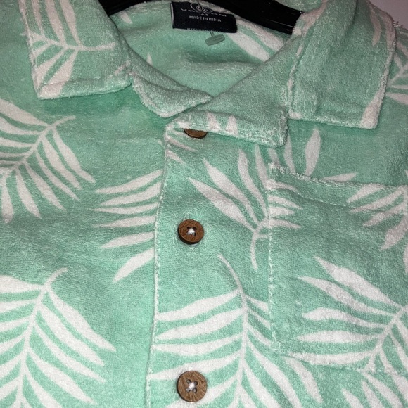 Volcom Kids Mint Leaf Button Down Shirt with Matching Elastic Shorts - Picture 7 of 9
